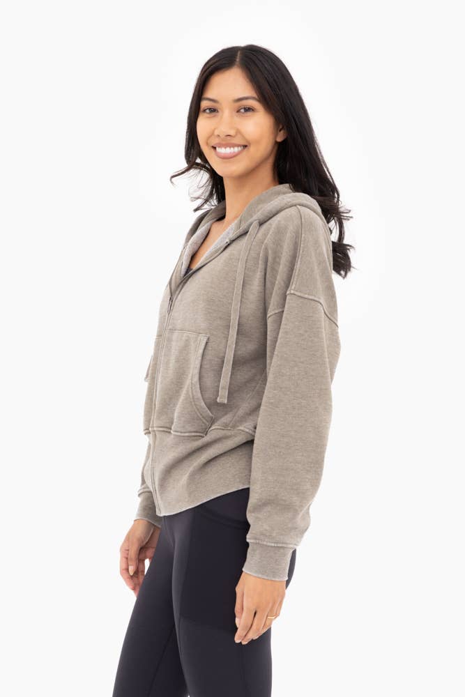 Fleece Hoodie Jacket with Tapered Sleeves