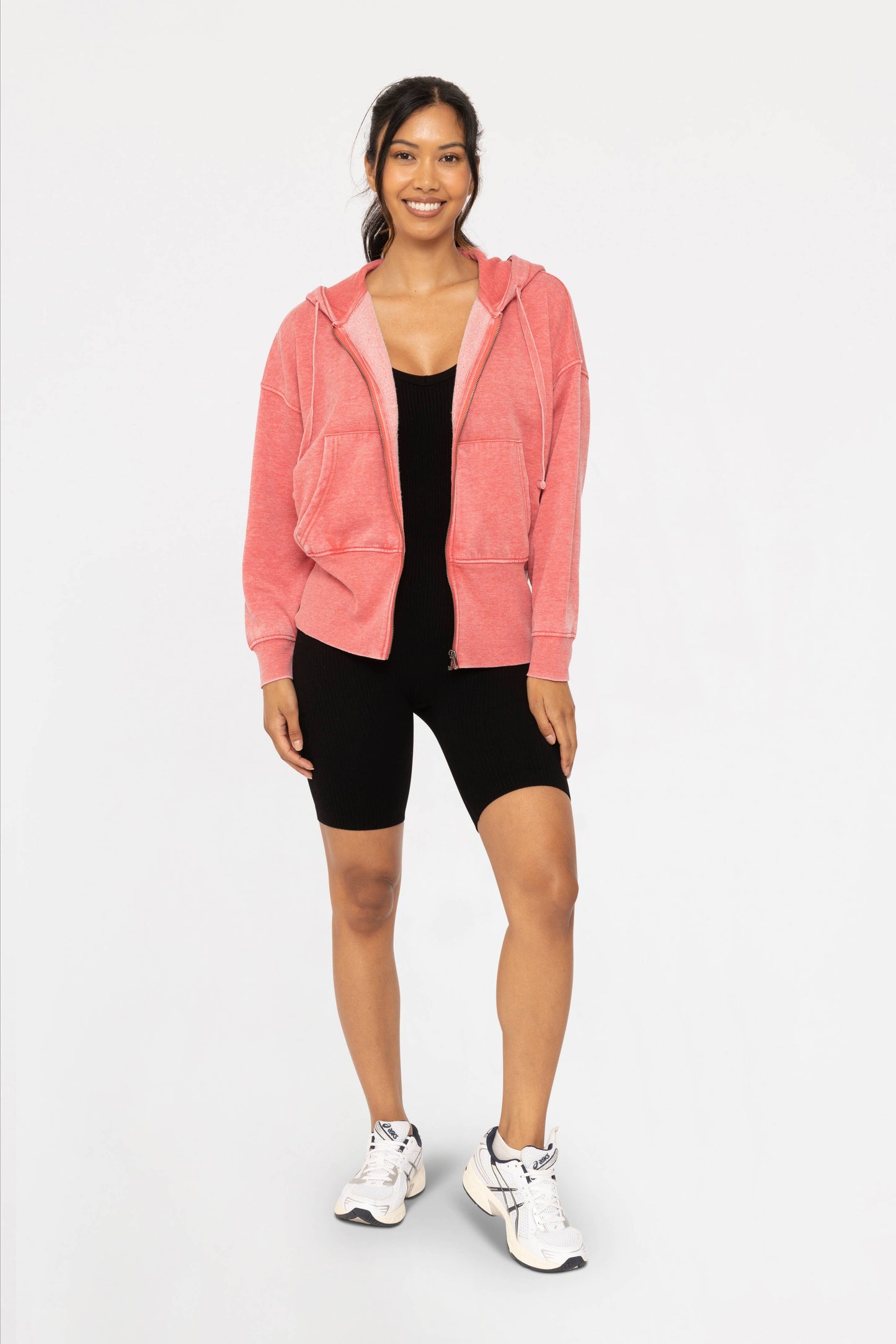 Fleece Hoodie Jacket with Tapered Sleeves