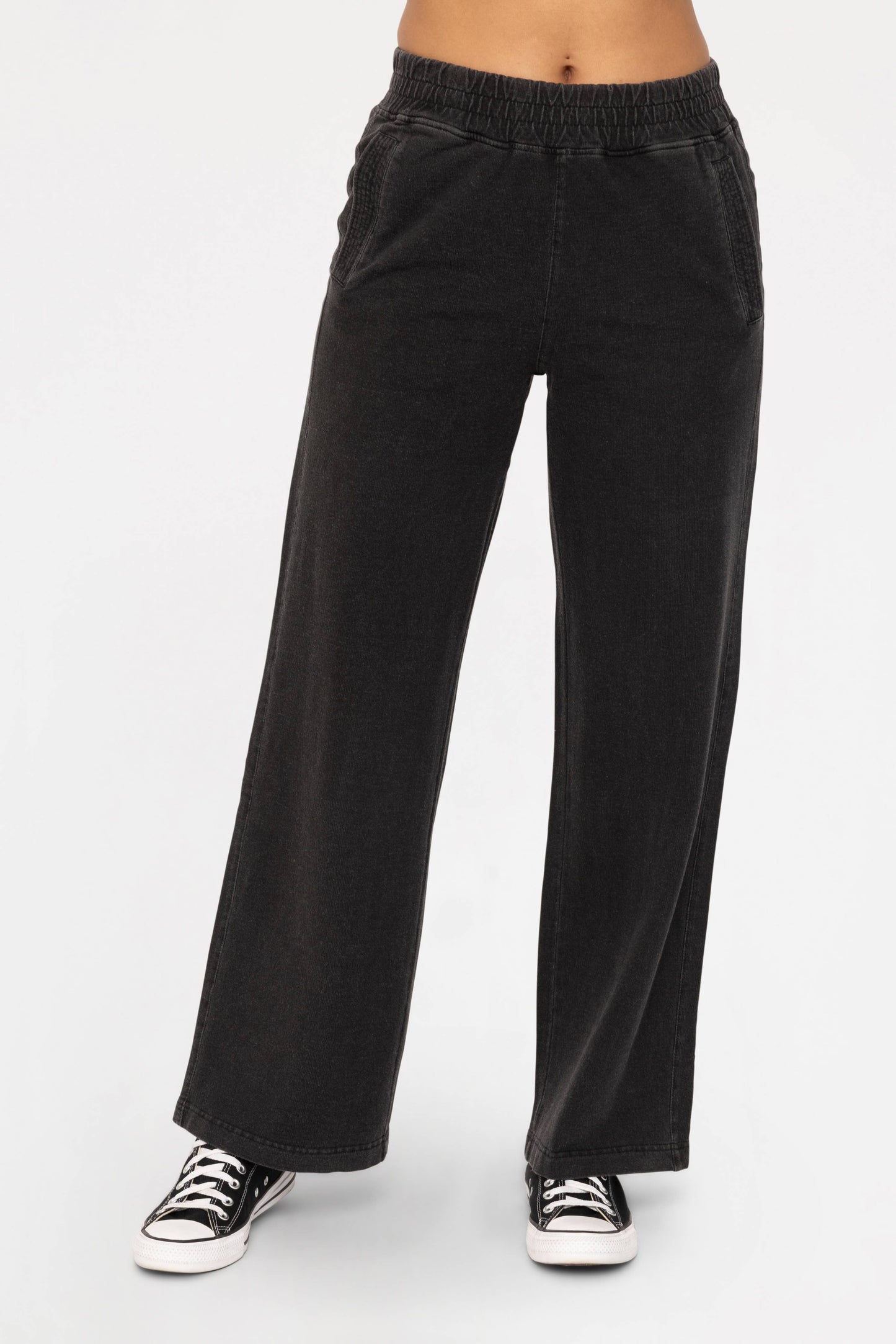 Mineral Washed French Terry Wide Leg Pants