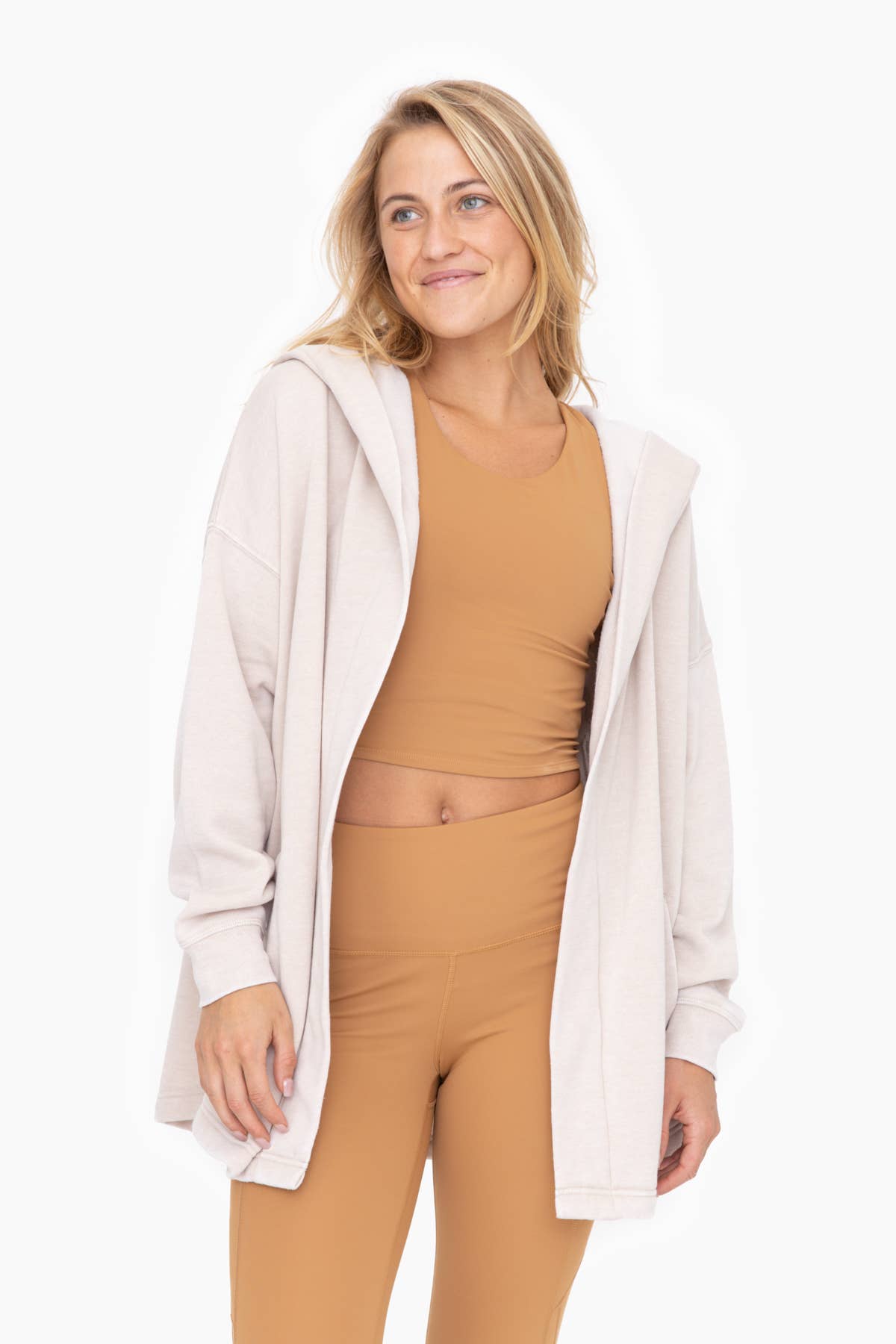Mineral Washed Fleece Hooded Cardigan