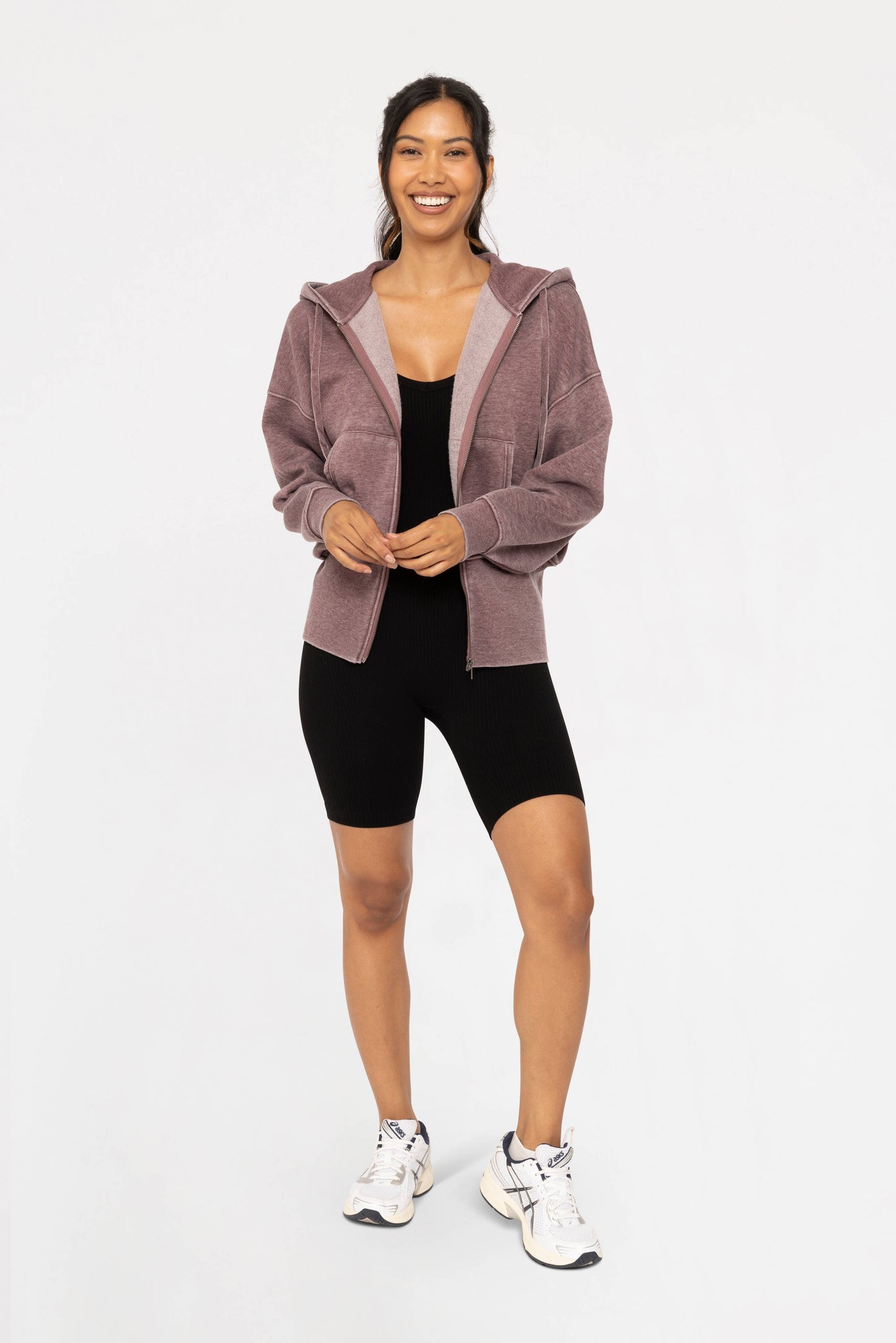 Fleece Hoodie Jacket with Tapered Sleeves