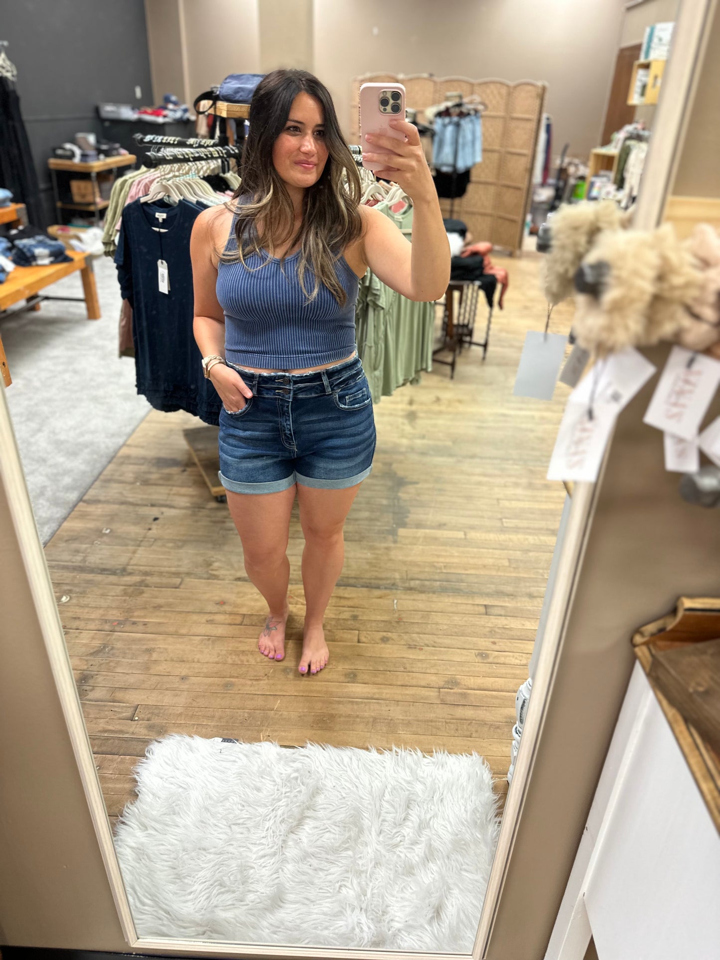 Cuffed Dark Denim short