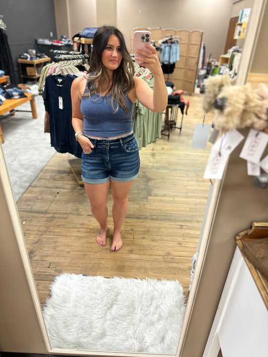 Cuffed Dark Denim short