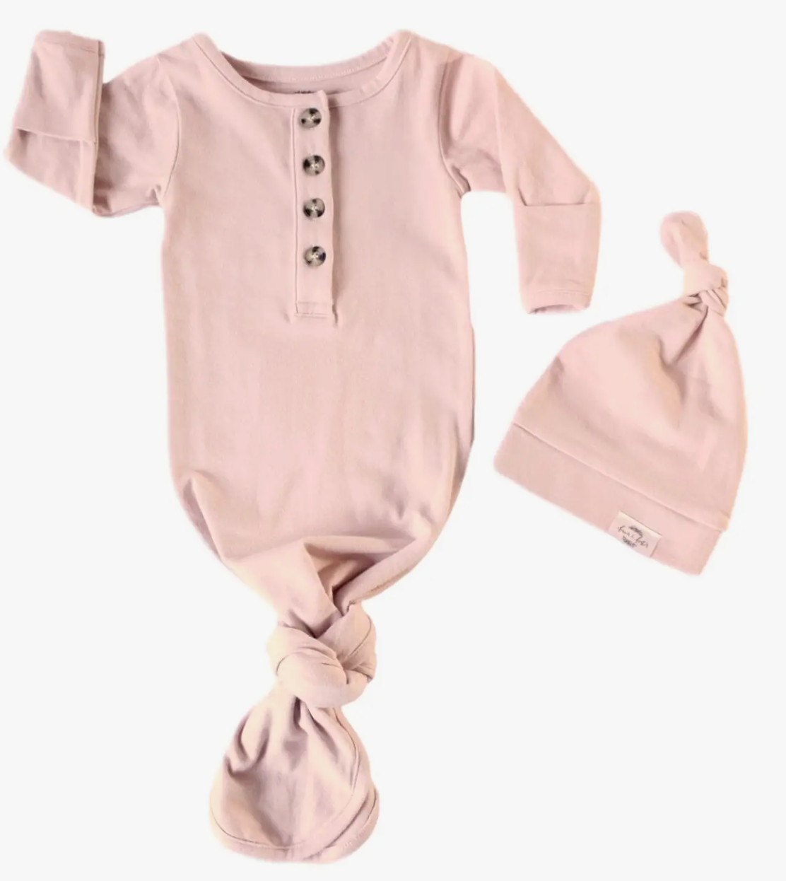 Organic Knotted Gown + Hat set