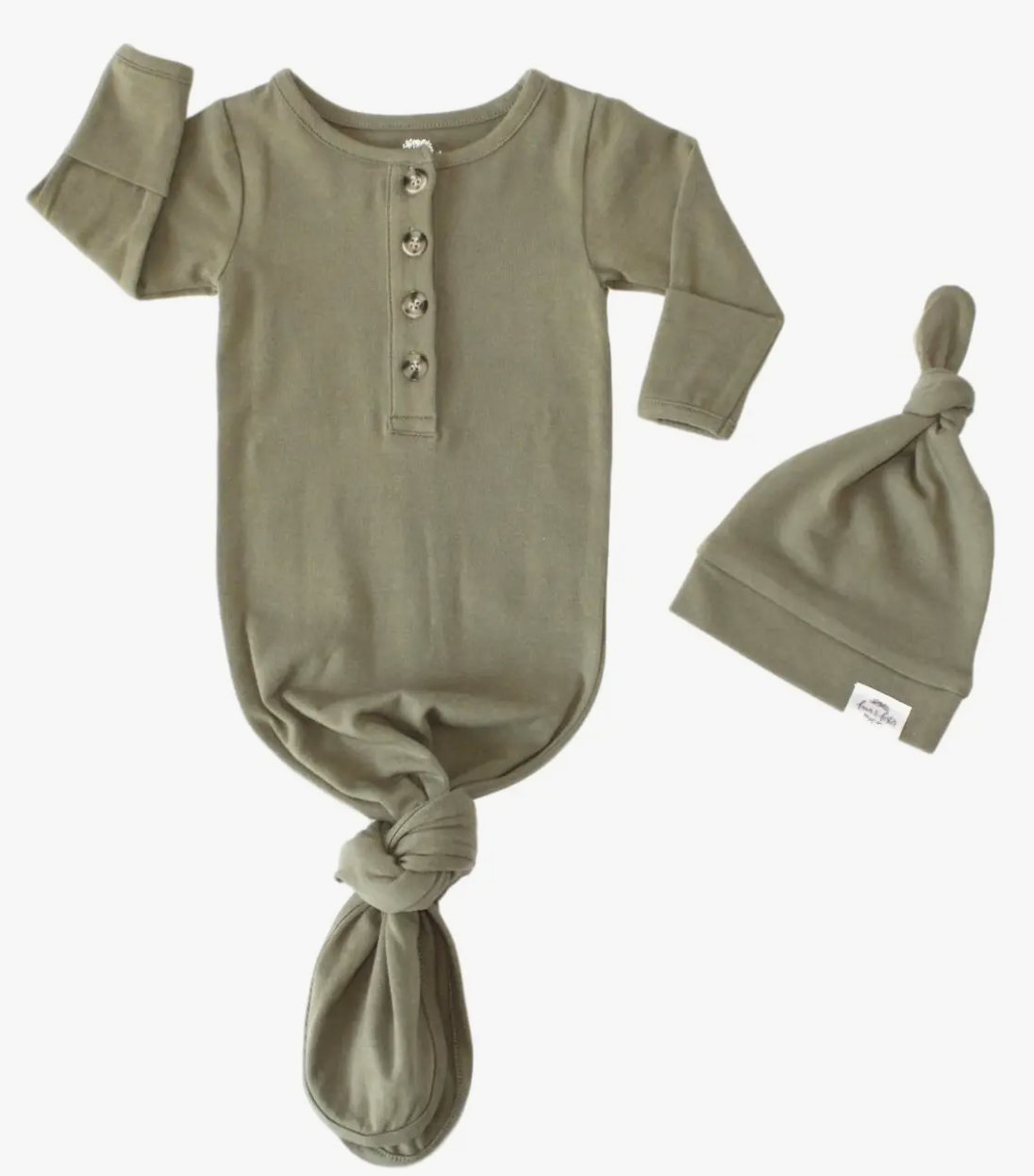 Organic Knotted Gown + Hat set